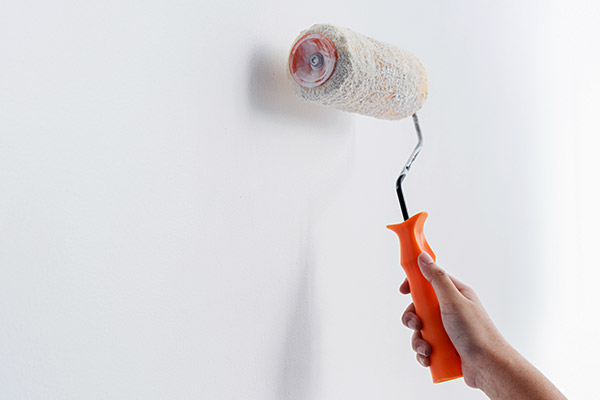 paint roller brush on a white wall