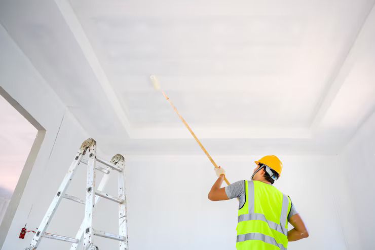 young man paints the ceiling