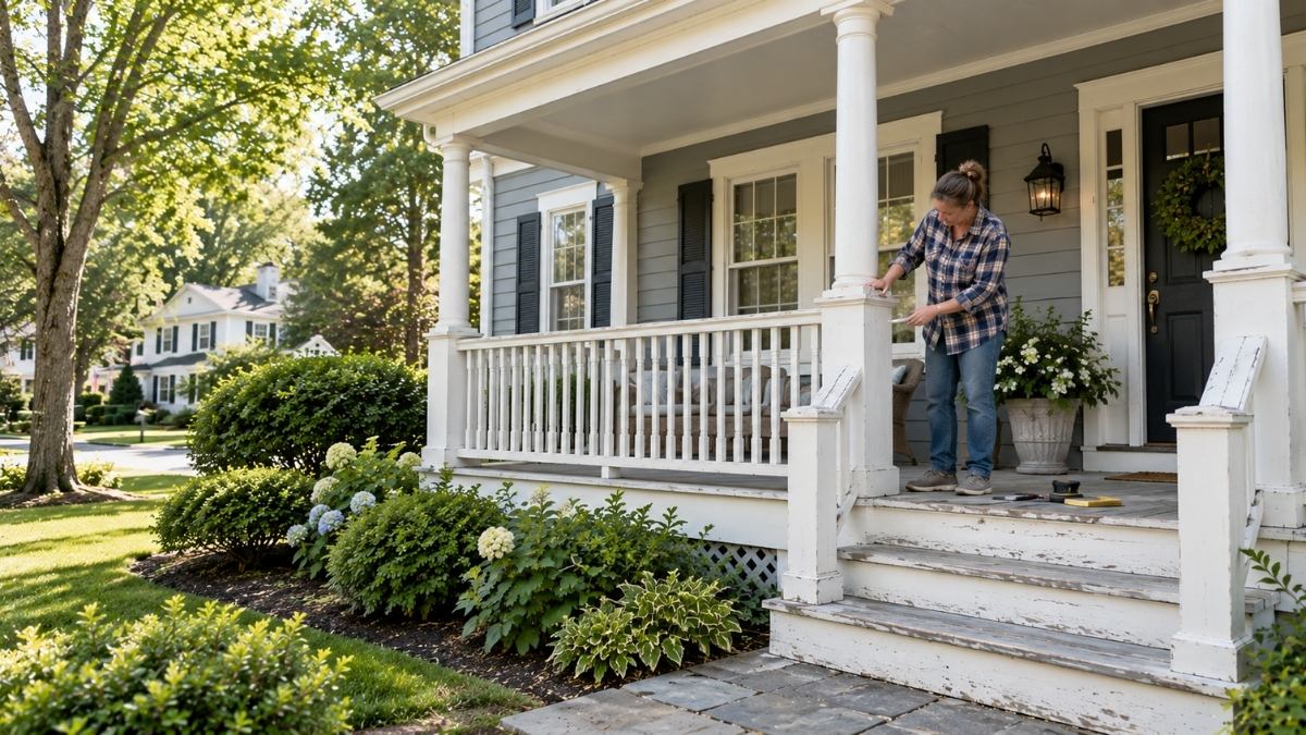 homeowner performing a careful pre-painting inspection